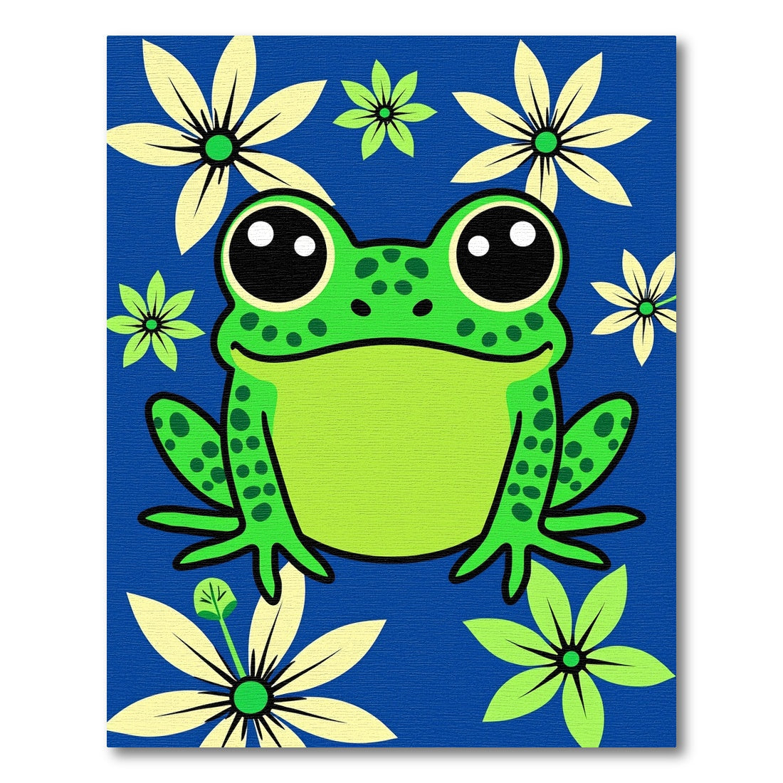 Whimsical Green Frog Flower Garden Rug