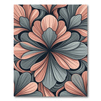 Coral Gray Petal Arrangement Rug