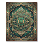 Emerald Vintage Ornate Floral Medallion Rug