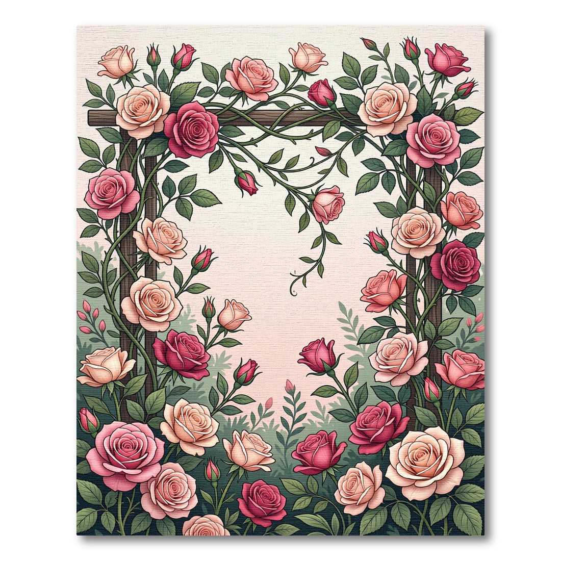 Pink Rose Trellis Garden Accent Rug