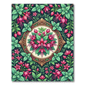 Fuchsia Floral Medallion with Botanical Vining Rug