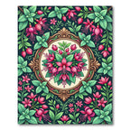 Fuchsia Floral Medallion with Botanical Vining Rug