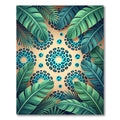 Teal Leopard Spot Tropical Leaf Rug