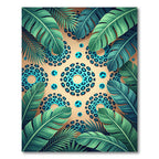 Teal Leopard Spot Tropical Leaf Rug