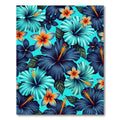 Vibrant Tropical Hibiscus Floral Aqua Rug