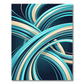 Modern Cyan and Beige Abstract Swirls Rug