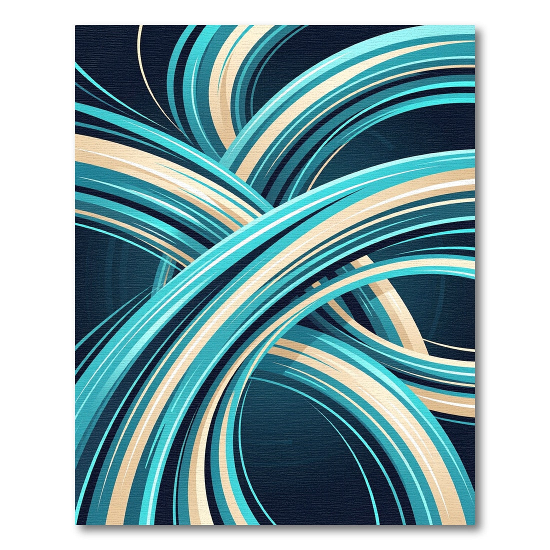 Modern Cyan and Beige Abstract Swirls Rug