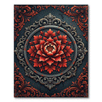 Gothic Crimson Floral Medallion Rug