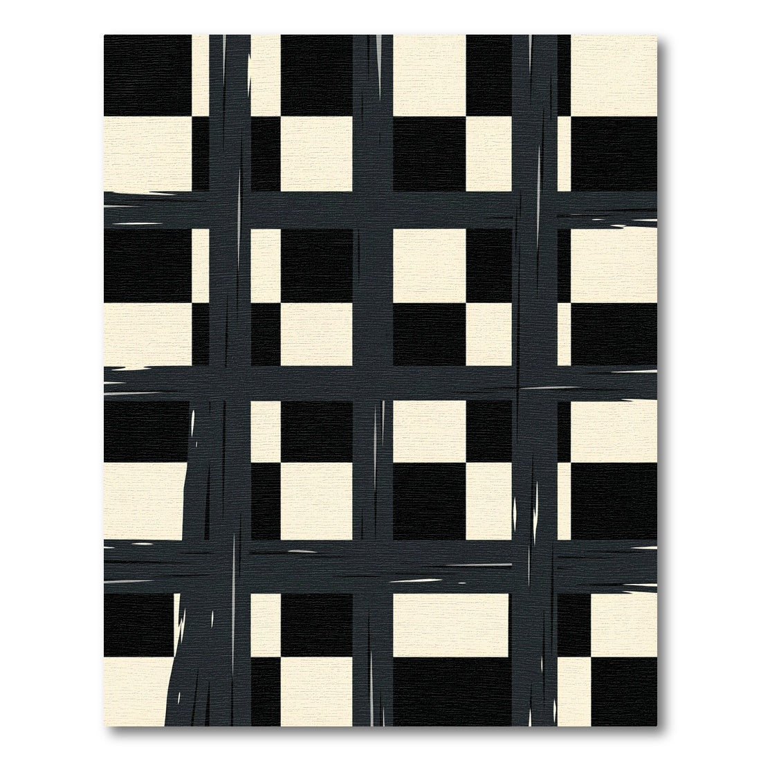 Monochromatic Textured Checkered Grid Rug