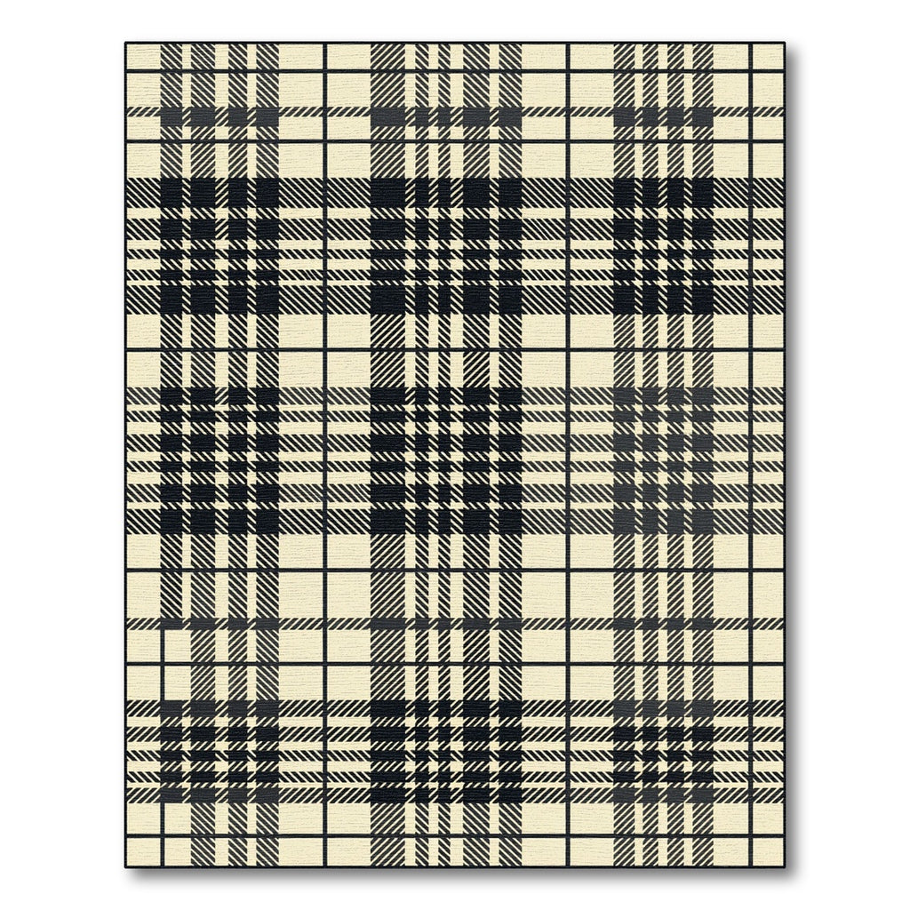 Classic Black Cream Plaid Squares Rug