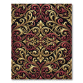 Gold and Crimson Baroque Scrollwork Rug