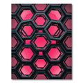 Modern Deep Magenta Hexagonal Grid Rug