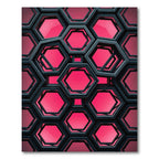 Modern Deep Magenta Hexagonal Grid Rug