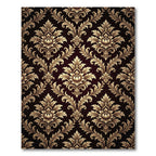 Gold Damask Floral Vintage Inspired Rug