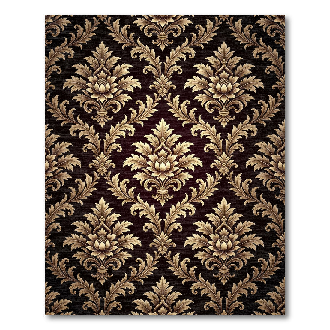 Gold Damask Floral Vintage Inspired Rug