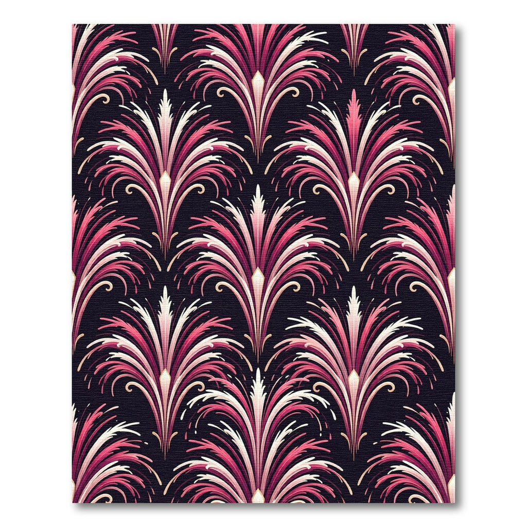 Art Deco Pink Fan Plume Wallpaper Rug