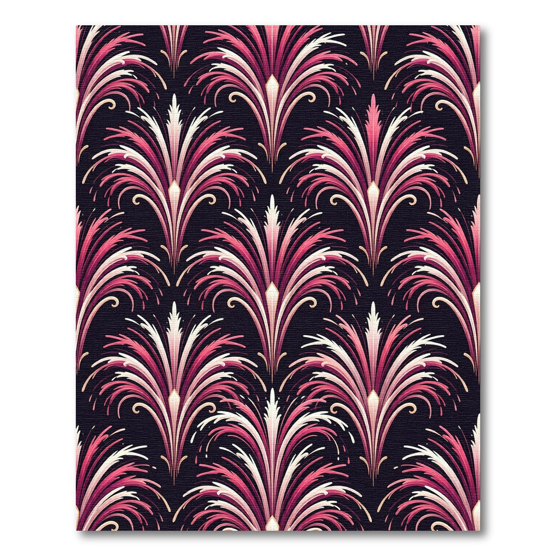 Art Deco Pink Fan Plume Wallpaper Rug