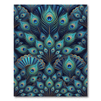 Peacock Feather Emerald Blue Gold Art Deco Rug