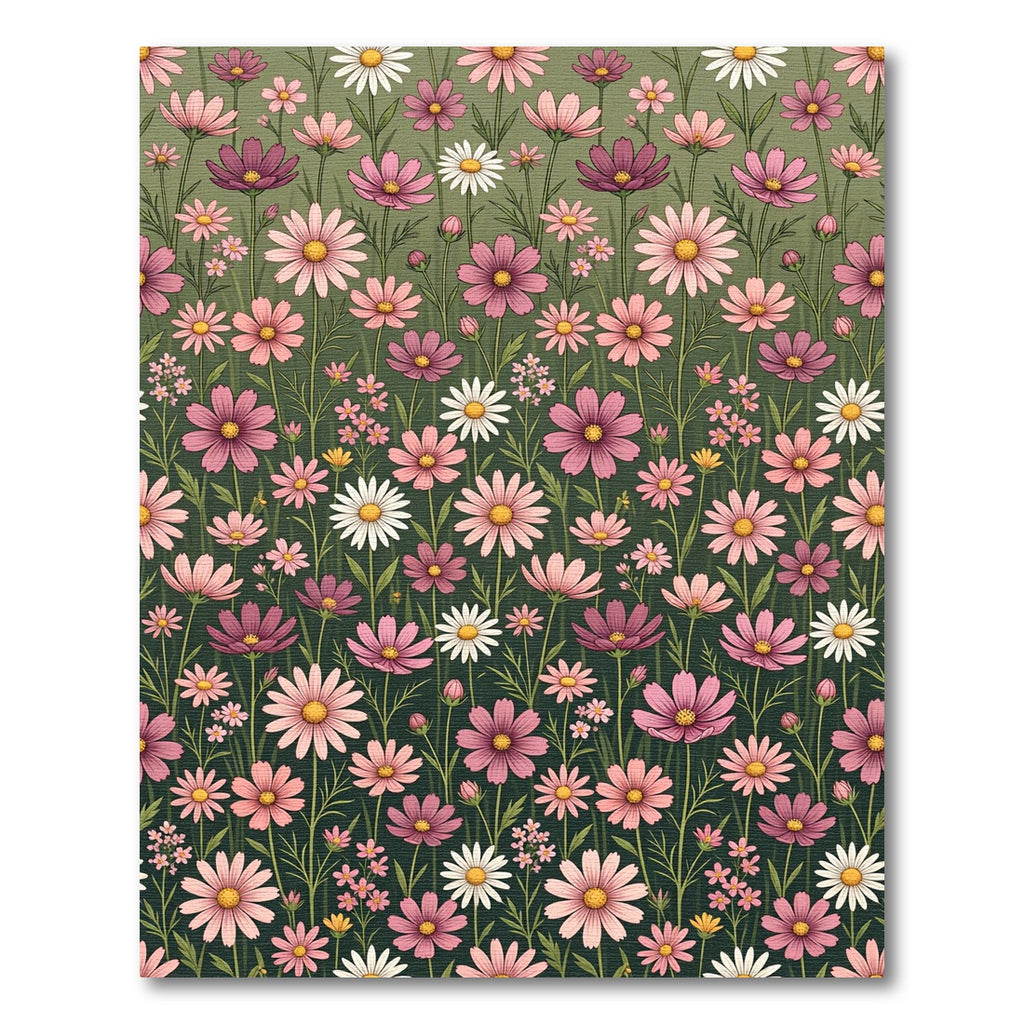 Pink Violet Cosmos Meadow Rug