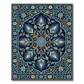 Deep Blue Floral Arch Medallion Rug