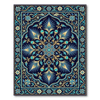 Deep Blue Floral Arch Medallion Rug
