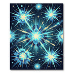 Exploding Cyan Starburst Cosmic Blast Rug