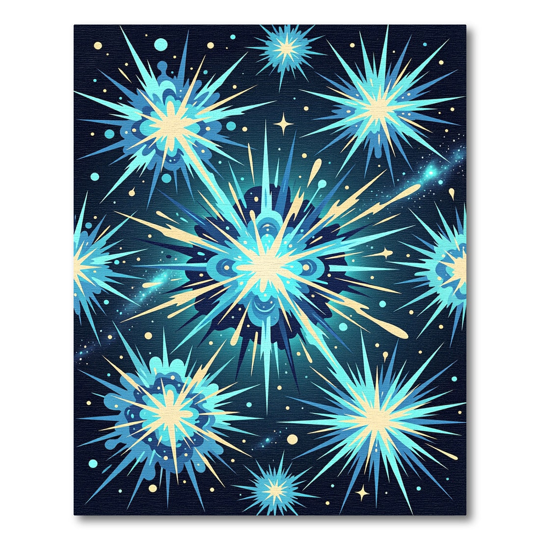 Exploding Cyan Starburst Cosmic Blast Rug