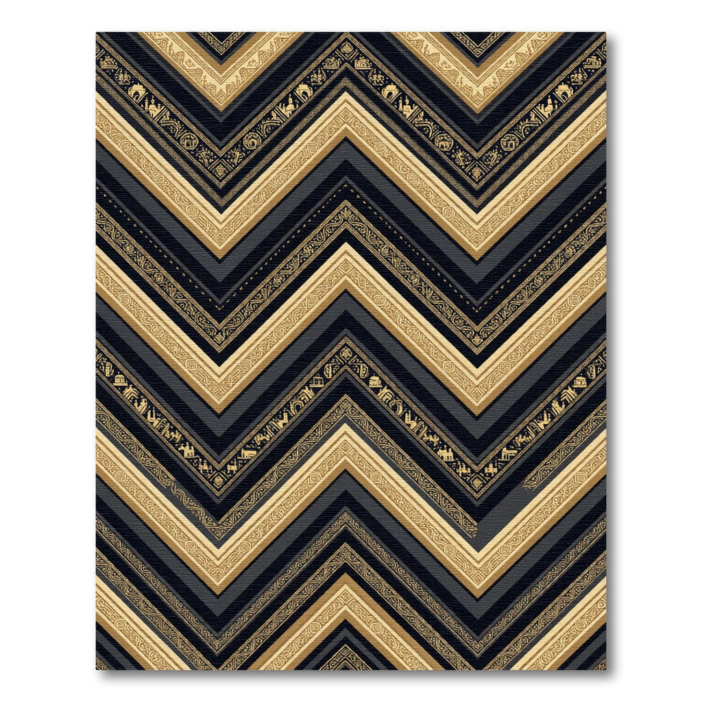Golden Chevron Ancient Art Deco Rug