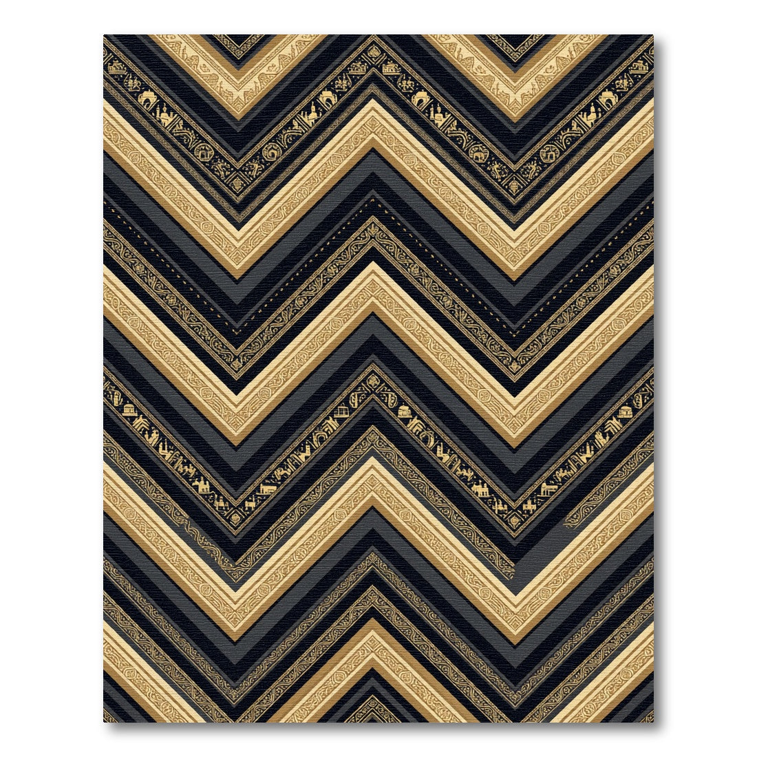 Golden Chevron Ancient Art Deco Rug