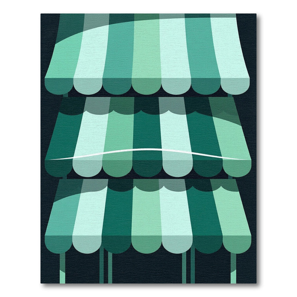 Teal And Green Striped Awning Rug