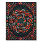 Elegant Crimson Floral Wreath Art Rug