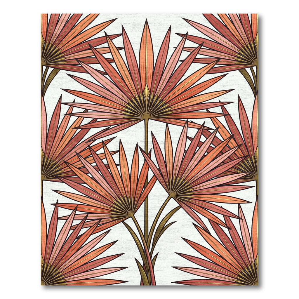 Art Deco Coral Palm Fan Tropical Rug