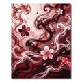 Crimson Cherry Blossoms Swirls Rug