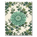 Sage Green Chrysanthemum Leaf Art Nouveau Rug