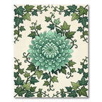 Sage Green Chrysanthemum Leaf Art Nouveau Rug