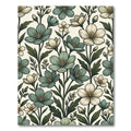 Sage and Cream Botanical Floral Garden Rug