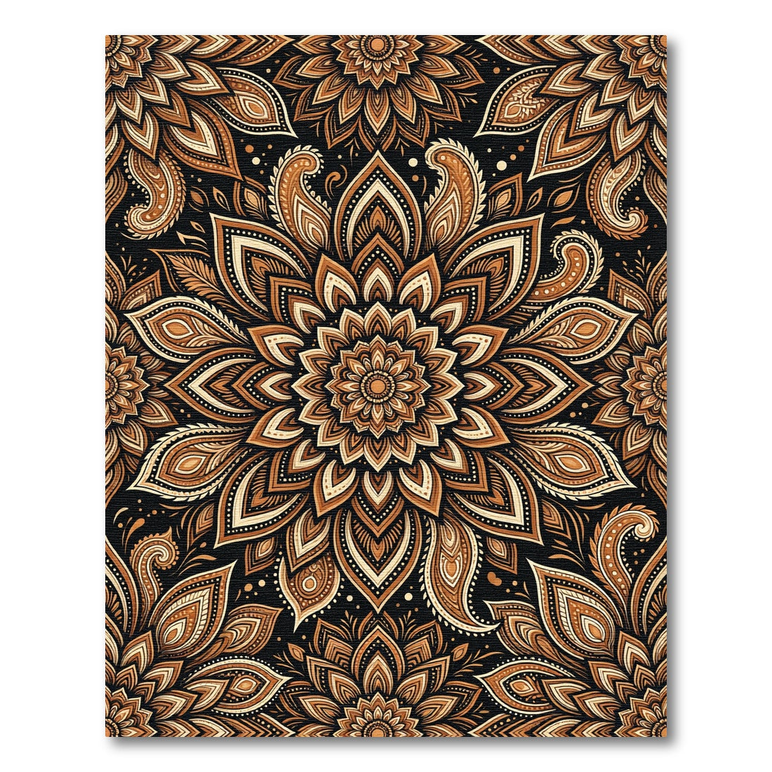 Deep Ochre Paisley Mandala Pattern Rug