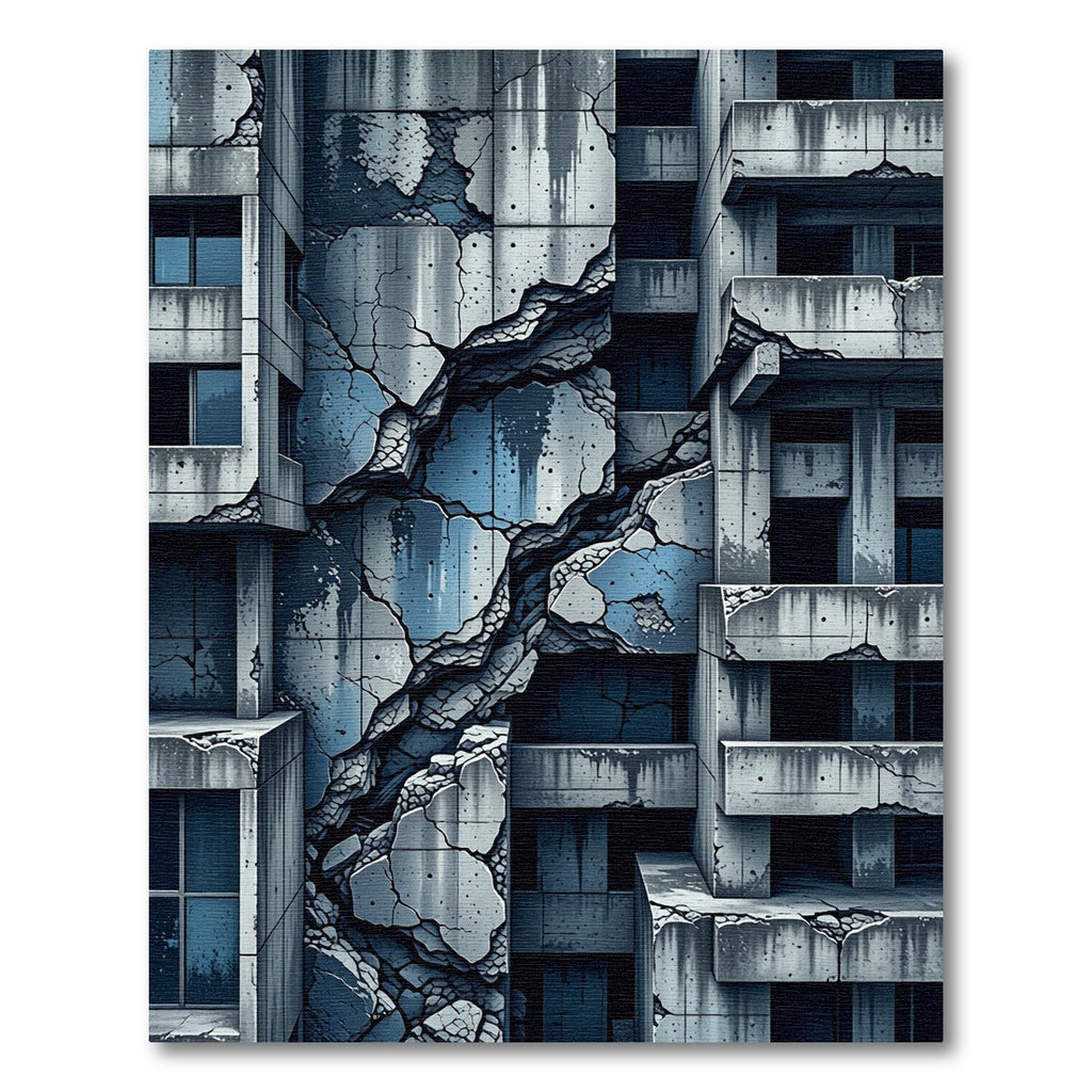 Cracked Concrete Urban Ruin Rug