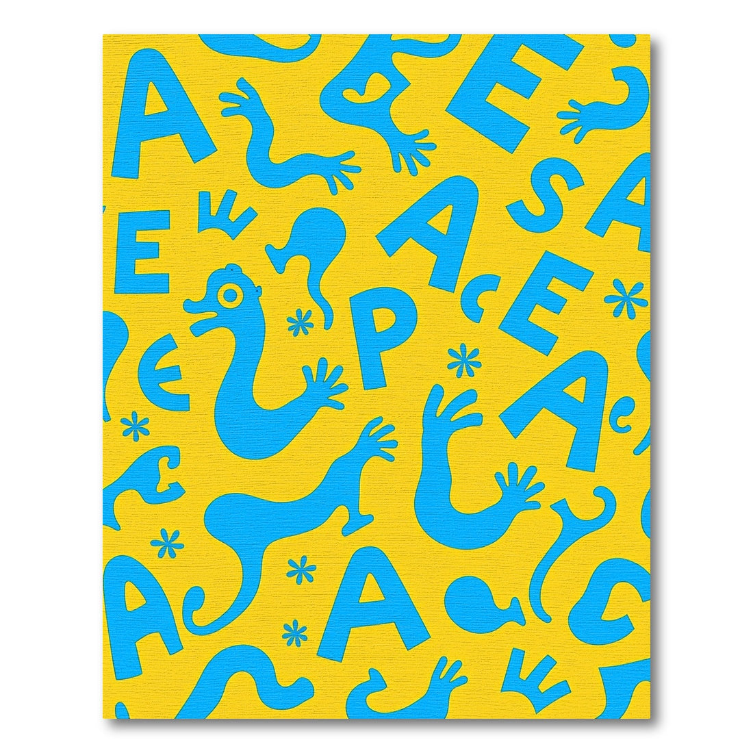 Blue Whimsical Alphabet Creatures Rug