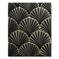 Elegant Black and Gold Art Deco Shell Rug
