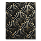 Elegant Black and Gold Art Deco Shell Rug