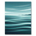 Minimalist Teal Blue Abstract Ocean Wave Rug