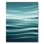 Minimalist Teal Blue Abstract Ocean Wave Rug