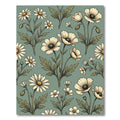Soft Sage Botanical Poppy Daisy Field Rug