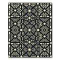 Ornate Beige Black Geometric Star Medallion Rug