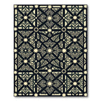 Ornate Beige Black Geometric Star Medallion Rug