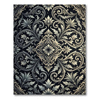 Ornate Black Floral Scroll Rug