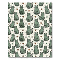 Sage Green Whimsical Cat Star Heart Rug