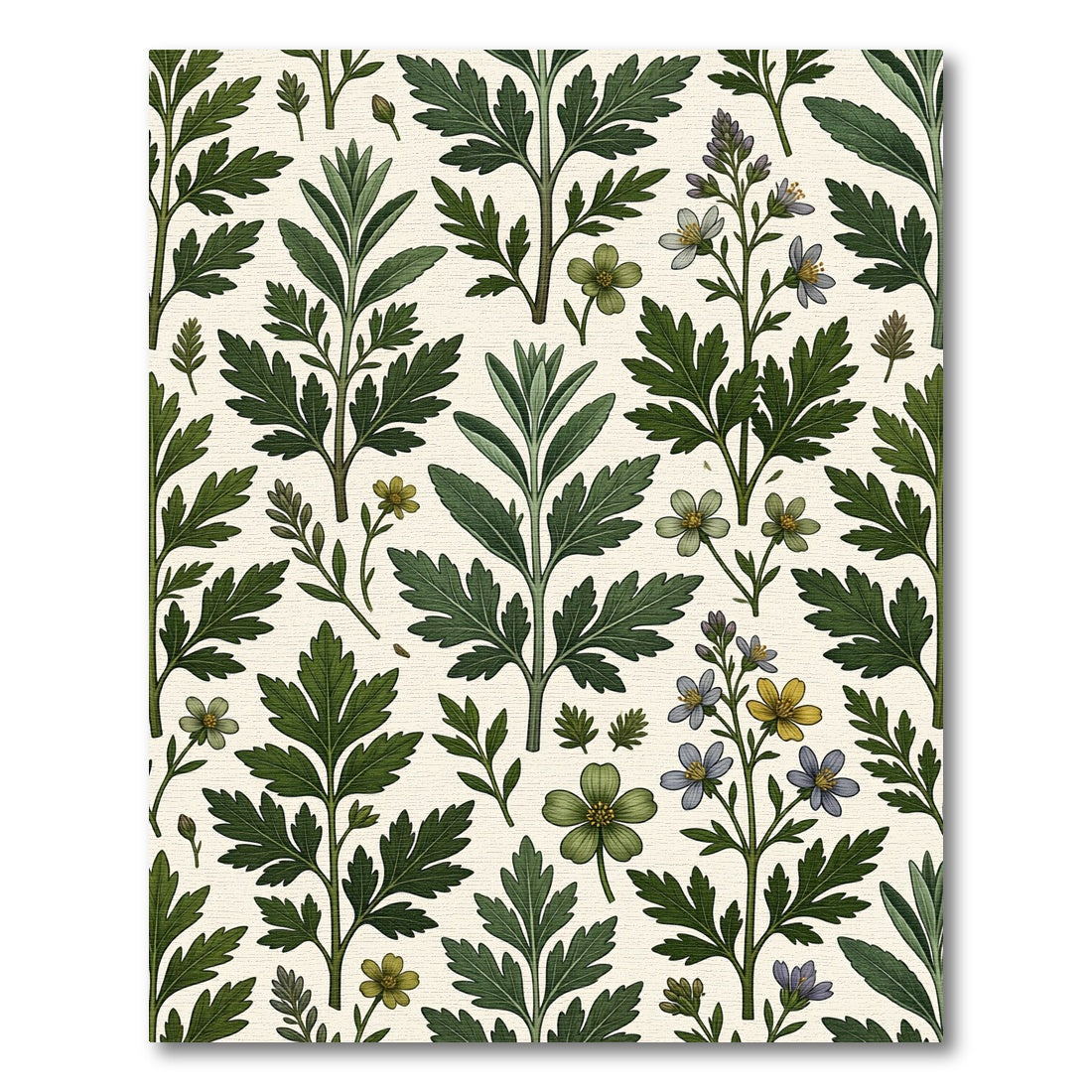 Earthy Green Botanical Meadow Foliage Rug