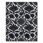 Black Gold Floral Damask Art Rug